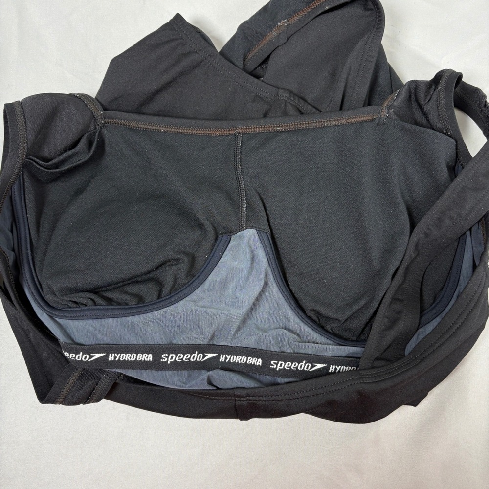 Speedo Endurance+ Womens Black Ruched One Piece Swimsuit Hydrobra Size 12 - Picture 6 of 13